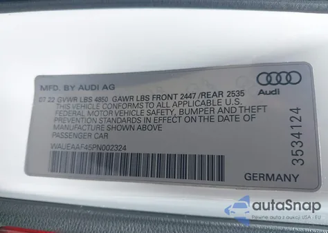 2023 Audi A4 Premium Plus 45 Tfsi S Line Quattro S Tronic from USA, damaged, VIN WAUEAAF45PN002324